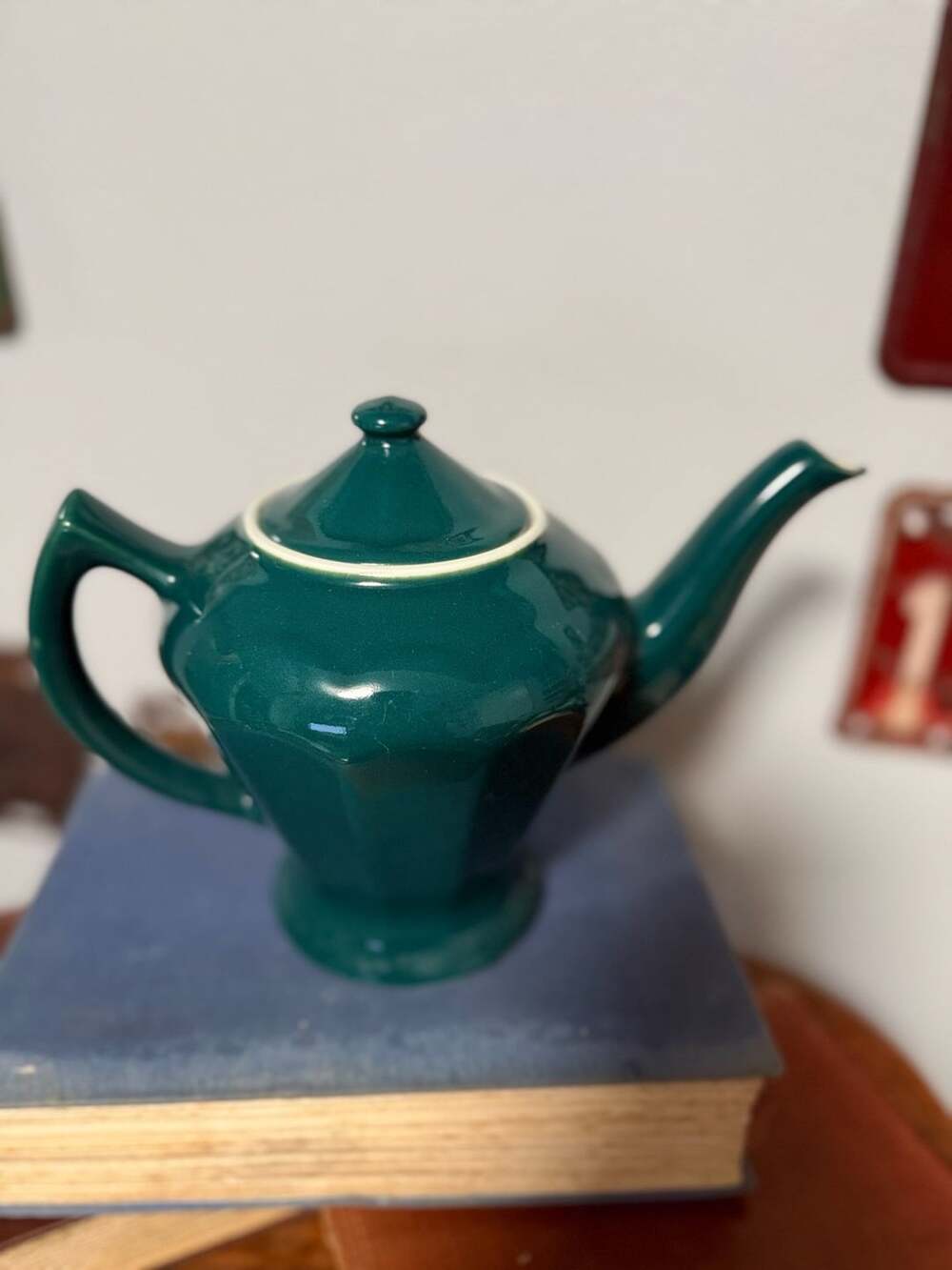 Vintage Hall China Albany Teal Green Teapot with Lid
